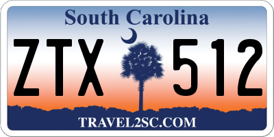SC license plate ZTX512