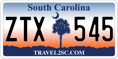 SC license plate ZTX545