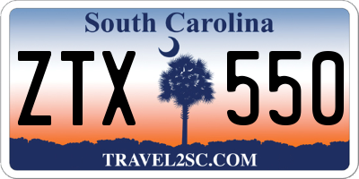 SC license plate ZTX550