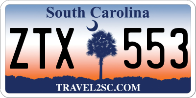 SC license plate ZTX553