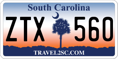 SC license plate ZTX560