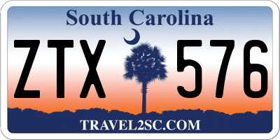 SC license plate ZTX576