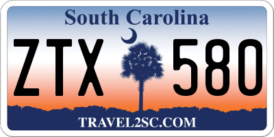 SC license plate ZTX580
