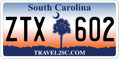SC license plate ZTX602