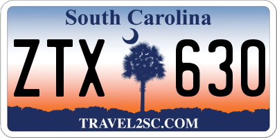SC license plate ZTX630