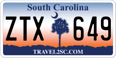 SC license plate ZTX649
