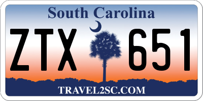 SC license plate ZTX651