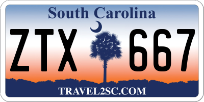 SC license plate ZTX667