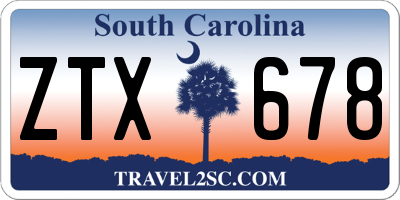 SC license plate ZTX678