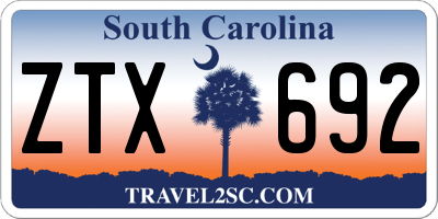 SC license plate ZTX692