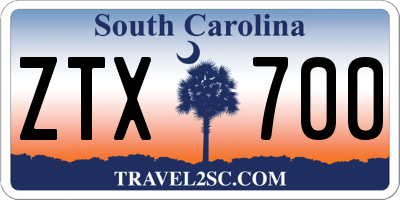 SC license plate ZTX700
