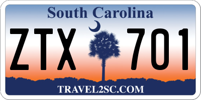 SC license plate ZTX701