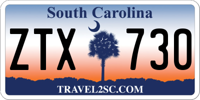 SC license plate ZTX730