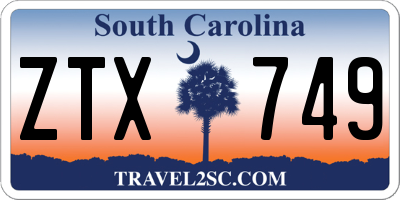 SC license plate ZTX749