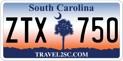 SC license plate ZTX750