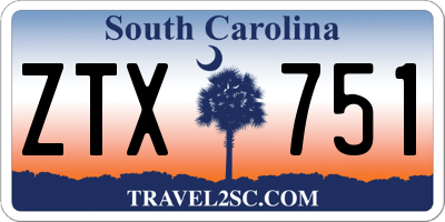 SC license plate ZTX751