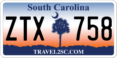 SC license plate ZTX758