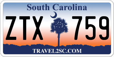 SC license plate ZTX759