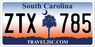 SC license plate ZTX785