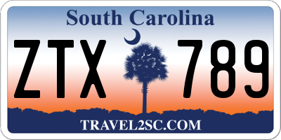 SC license plate ZTX789
