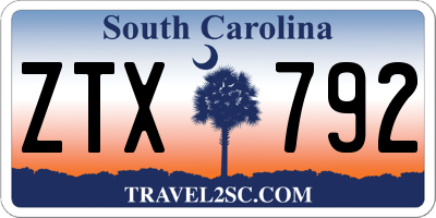 SC license plate ZTX792