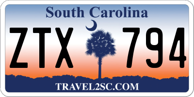 SC license plate ZTX794