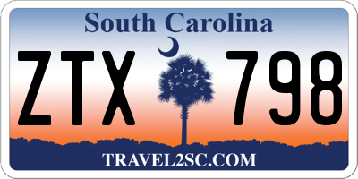 SC license plate ZTX798