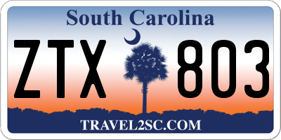 SC license plate ZTX803