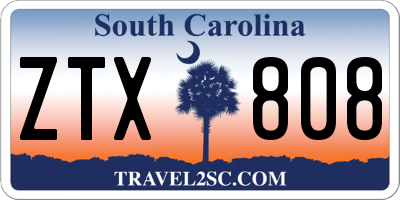 SC license plate ZTX808
