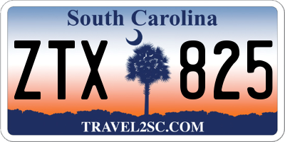 SC license plate ZTX825