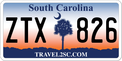 SC license plate ZTX826