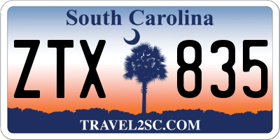 SC license plate ZTX835
