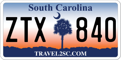 SC license plate ZTX840