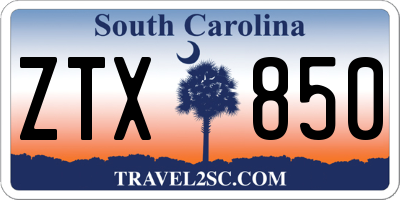 SC license plate ZTX850