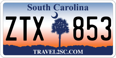 SC license plate ZTX853