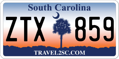SC license plate ZTX859