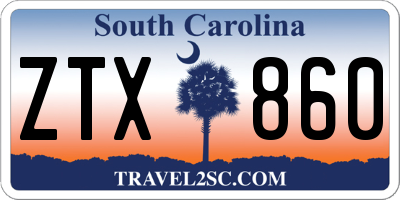 SC license plate ZTX860