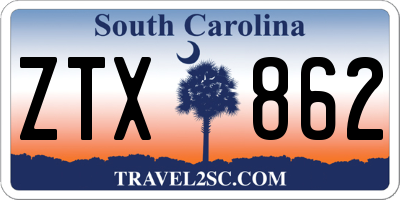 SC license plate ZTX862