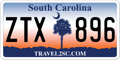 SC license plate ZTX896