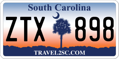 SC license plate ZTX898