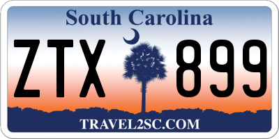 SC license plate ZTX899