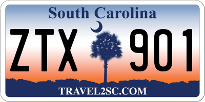 SC license plate ZTX901