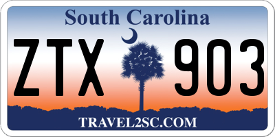 SC license plate ZTX903