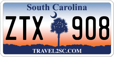 SC license plate ZTX908