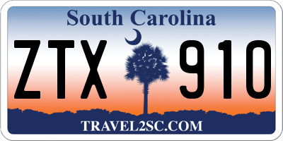 SC license plate ZTX910