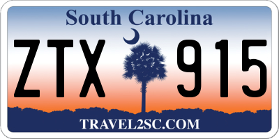 SC license plate ZTX915
