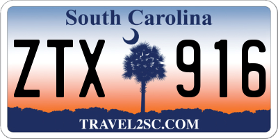 SC license plate ZTX916
