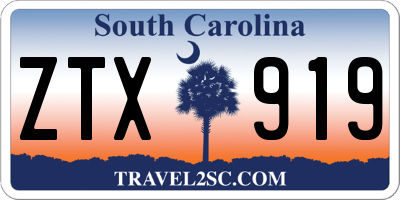 SC license plate ZTX919