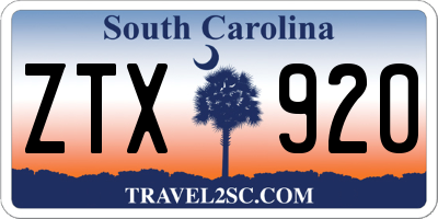 SC license plate ZTX920