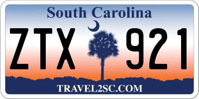 SC license plate ZTX921